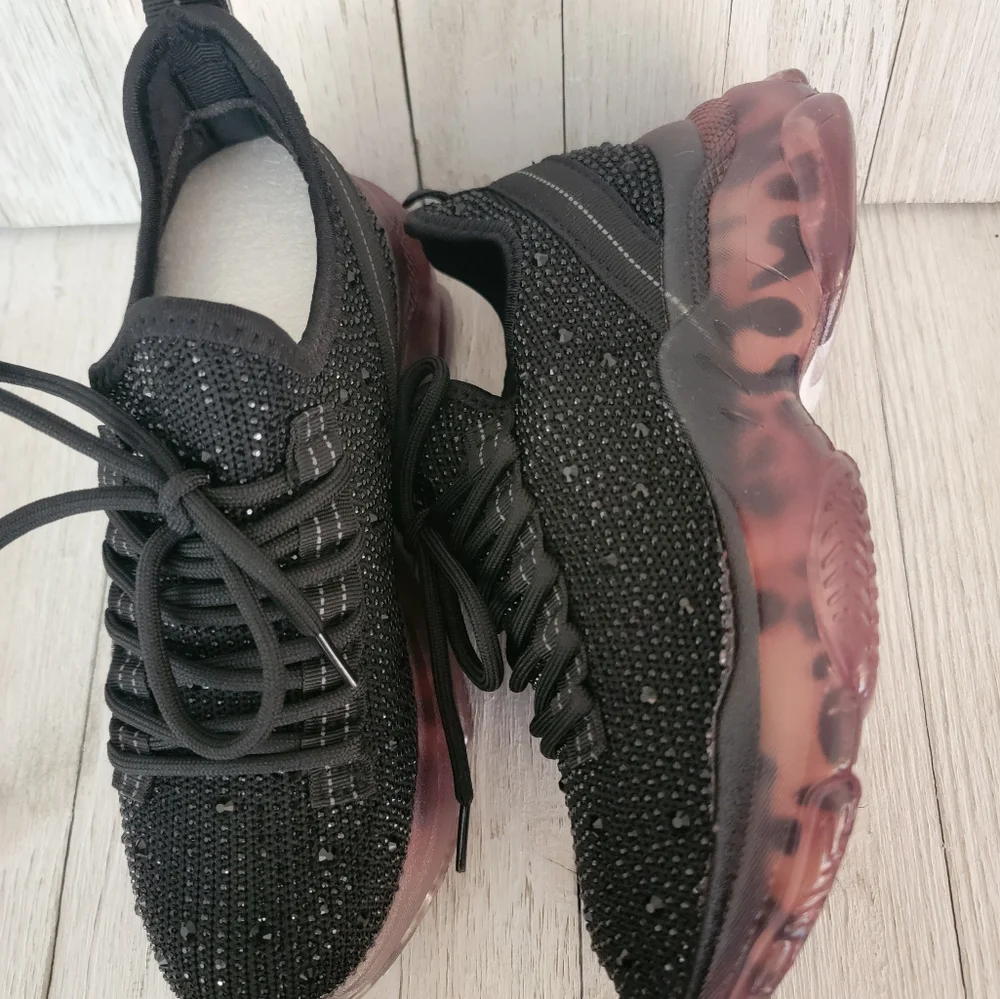 40% OFF SALE-VERY G/ GYPSY JAZZ- HELLA BLACK RHINESTONE SNEAKERS - Picture 6 of 6